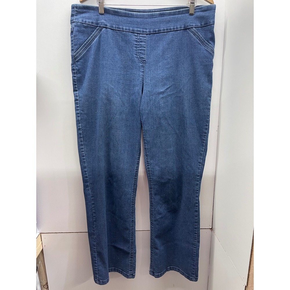 Westbound Womens Blue Pull On Straight Leg Denim Jeans Size 18 Regular